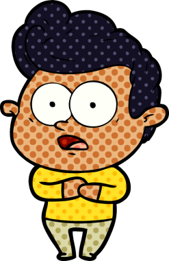 Bir insan tarafından çizilmiş çizgi film bakışlı adam.