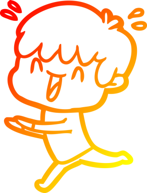 Bir insan tarafından çizilmiş gülen bir çizgi film karakteri çizimi