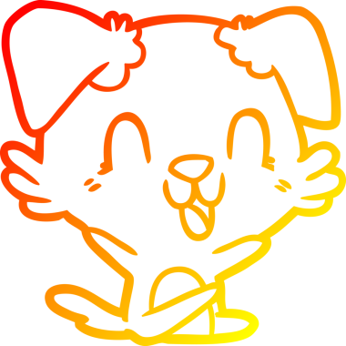 Bir insan tarafından çizilmiş gülen çizgi film köpeğinin sıcak çizgi çizgisi.