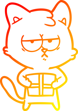 Bir insan tarafından çizilmiş sıkılmış çizgi film kedisinin sıcak çizgi çizgisi.