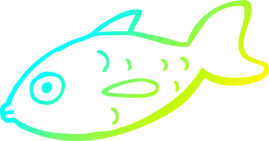 Bir insan tarafından çizilmiş bir karikatür balığının soğuk gradyan çizimi