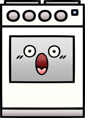 Bir insan tarafından çizilmiş mutfak fırınının gölgelenmiş karikatürü.