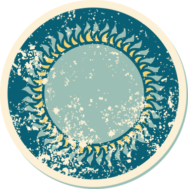 Bir insan tarafından çizilmiş bir güneşin sembolik dövmesi.