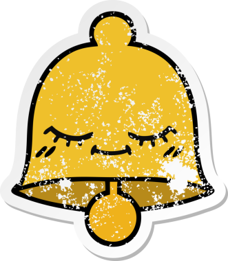 Bir insan tarafından çizilmiş sevimli bir çanın sıkıntılı çıkartması.