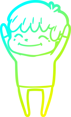 Bir çizgi film karakteri çizen soğuk çizgi bir insan tarafından çizilmiş mutlu çocuk.