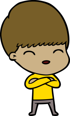 Bir insan tarafından çizilmiş mutlu çizgi film çocuğu.