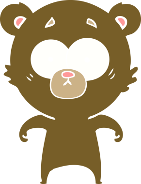 şaşırmış ayı düz renkli çizgi film bir insan tarafından çizilmiş.