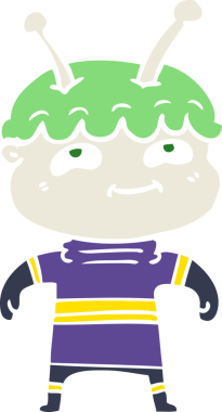 Bir insan tarafından çizilmiş düz renkli çizgi film uzay adamı.