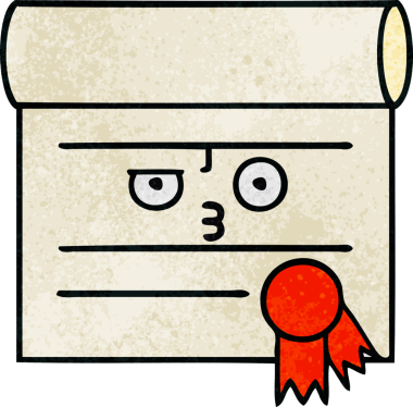 Bir insan tarafından çizilmiş sertifikanın grunge desen karikatürü