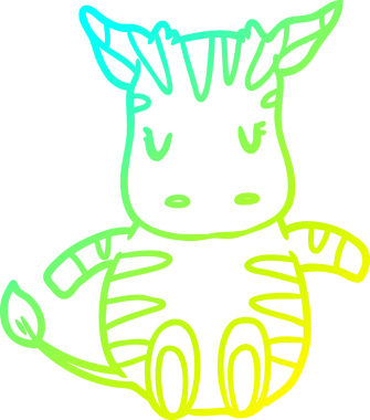 Bir insan tarafından çizilmiş sevimli bir zebranın soğuk gradyan çizgisi.