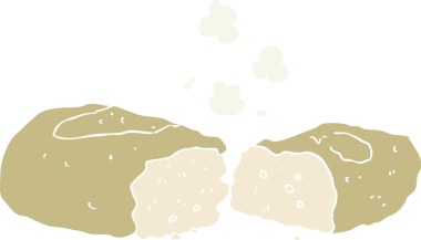 Bir insan tarafından çizilen ekmeğin düz renk çizimi