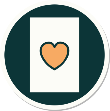 Bir insan tarafından çizilmiş kupa ası geleneksel stiliyle dövme çıkartması.