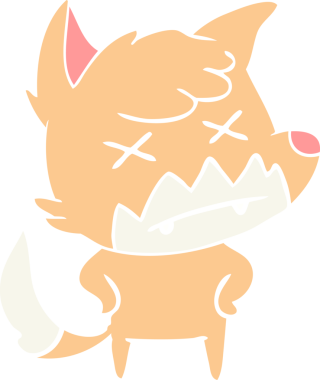 Bir insan tarafından çizilmiş düz renk çizgi film ölü tilki