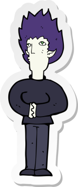 Bir insan tarafından çizilmiş bir vampir adamın çıkartması.