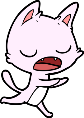 Bir insan tarafından çizilmiş konuşan kedi çizgi filmi.