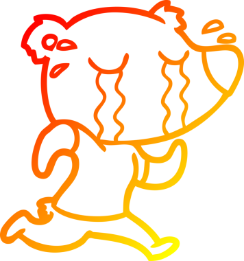 Bir insan tarafından çizilmiş, ağlayan bir ayının sıcak çizgi çizimi.