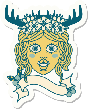 Bir insan tarafından çizilmiş bir ork Druid karakterinin çıkartması