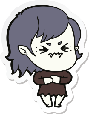 Bir insan tarafından çizilmiş kızgın bir vampir kızın çıkartması.