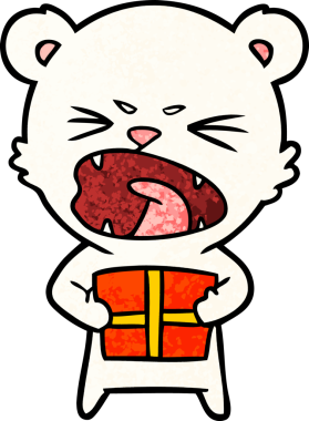 Bir insan tarafından çizilmiş kızgın kutup ayısı çizgi filmi.