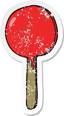 Bir insan tarafından çizilmiş bir lolipopun sıkıntılı çıkartması.