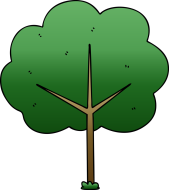 bir insan tarafından çizilmiş gölgelenmiş tuhaf karikatür ağacı