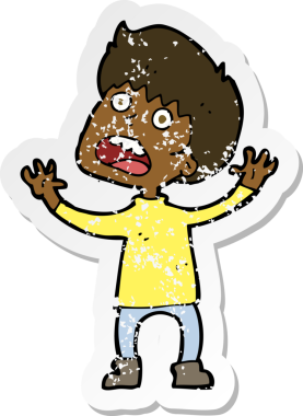 Bir insan tarafından çizilmiş gerilmiş bir çizgi filmin gerilimli retro yapıştırması.