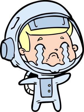 Bir insan tarafından çizilmiş ağlayan astronot çizgi filmi.