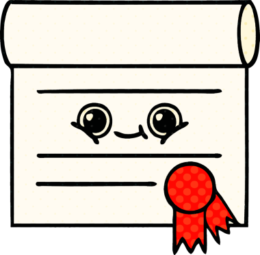 bir insan tarafından çizilmiş bir sertifikanın çizgi roman tarzı