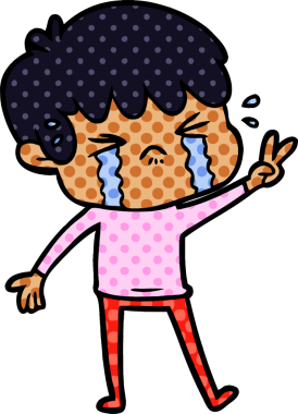 Bir insan tarafından çizilmiş ağlayan çizgi film çocuğu.