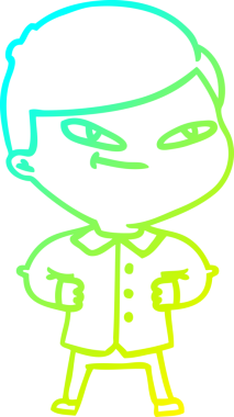 Bir insan tarafından çizilmiş kendine güvenen bir adamın soğuk çizgi çizimi.