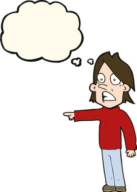 Bir insan tarafından çizilen düşünce baloncuğuyla adamı şaşırtan çizgi film.