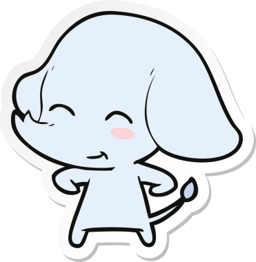 Bir insan tarafından çizilmiş şirin bir fil çıkartması.