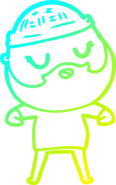 Bir insan tarafından çizilmiş sakallı bir çizgi film karakteri.