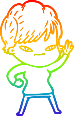 gökkuşağı gradyan çizimi bir insan tarafından çizilmiş mutlu bir kadın çizgi