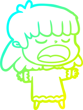 Bir insan tarafından yüksek sesle çizilmiş bir karikatür kadın çizimi.