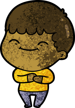 Bir insan tarafından çizilmiş mutlu çocuk çizgi filmi.