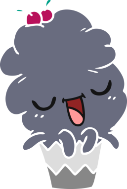 Bir insan tarafından çizilmiş kawaii ahtapot kekinin serbest çizimi.