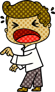 Çizgi filmdeki bağıran adam bir insan tarafından çizilmiş.