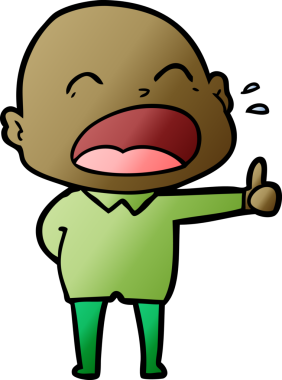 Bir insan tarafından çizilmiş kel adam diye bağıran çizgi film.