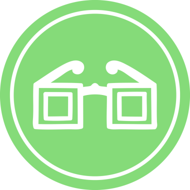 Bir insan tarafından çizilmiş kare gözlük dairesel simgesi