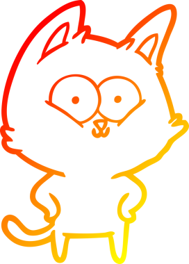 Bir insan tarafından çizilmiş çizgi film kedisinin sıcak çizgi çizimi