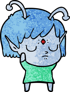 Bir insan tarafından çizilmiş uzaylı kız.