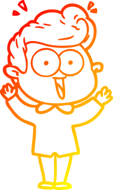 Bir insan tarafından çizilmiş, heyecanlı bir çizgi film çizimi.