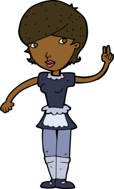 Çizgi film garsonu bir insan tarafından çizildi.