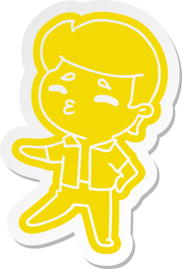 karikatür etiketi kawaii 1950 bir insan tarafından çizilmiş sevimli çocuk