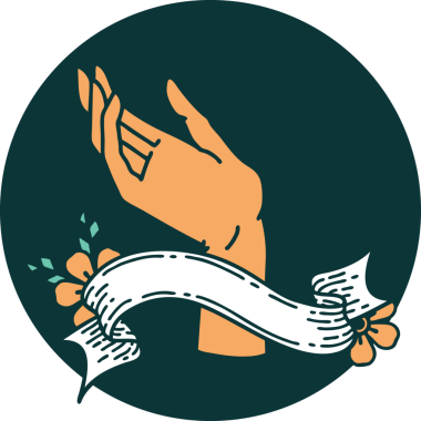 bir insan tarafından çizilmiş bir el pankartıyla dövme biçimi simgesi