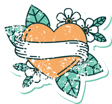 Bir insan tarafından çizilmiş kalp ve bayrağın sembolik depresif dövme şekli