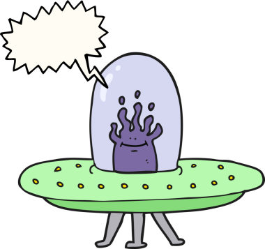 Bir insan tarafından çizilmiş serbest konuşma balonu uçan daire.