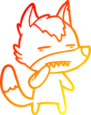 Bir insan tarafından çizilmiş dişleri gösteren belirsiz bir kurdun sıcak çizgi çizimi.