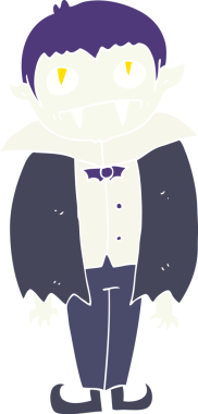 Bir insan tarafından çizilmiş vampir çocuğun düz renk çizimi